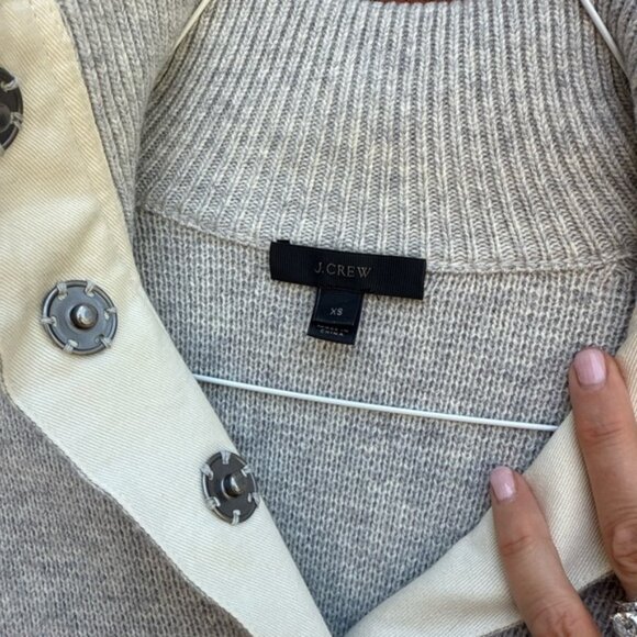 J.Crew Women’s Half-Snap Sweater – Heather Gray – Size XS - Picture 3 of 4